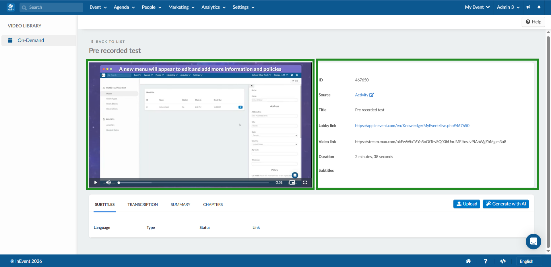 Image showing the Video details page.