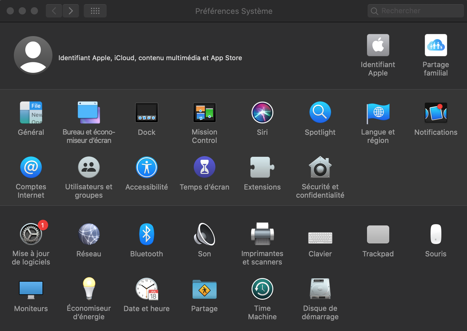 Capture d'écran des paramètres du Macintosh