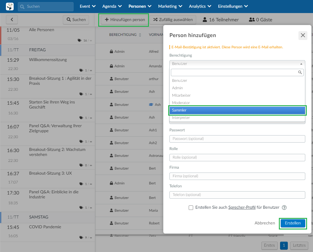 Create collector profile