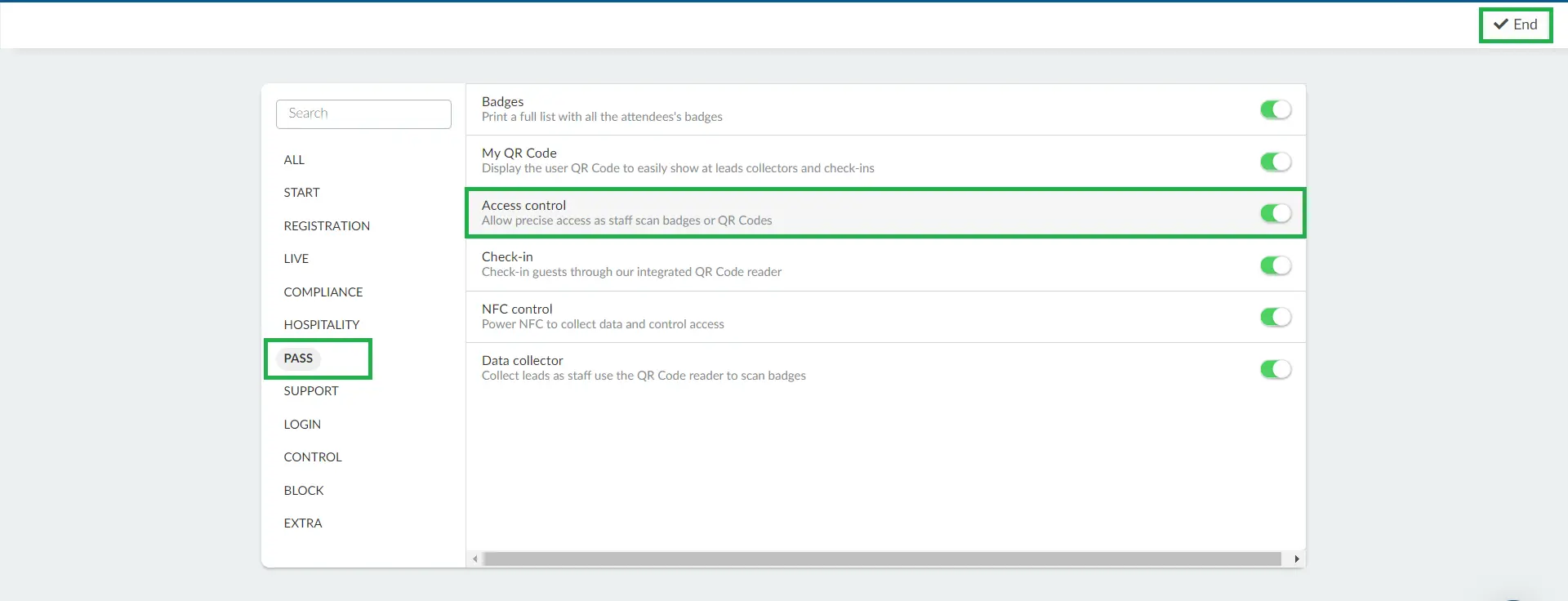 Access control in Settings