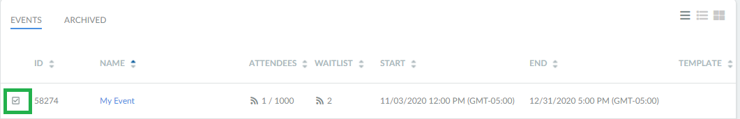 screenshot event > edit > select