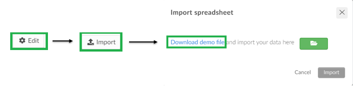 screenshot speakers > edit > import > download demo file