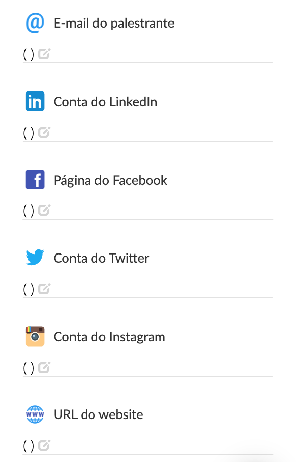 Informações do palestrantes > e-mail, site, redes sociais