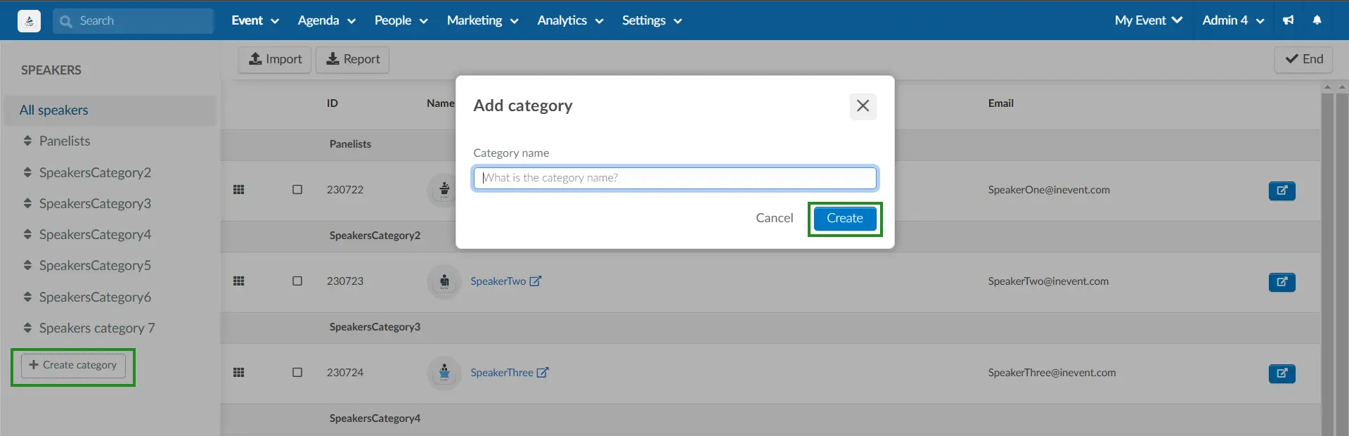 Creating a speaker category