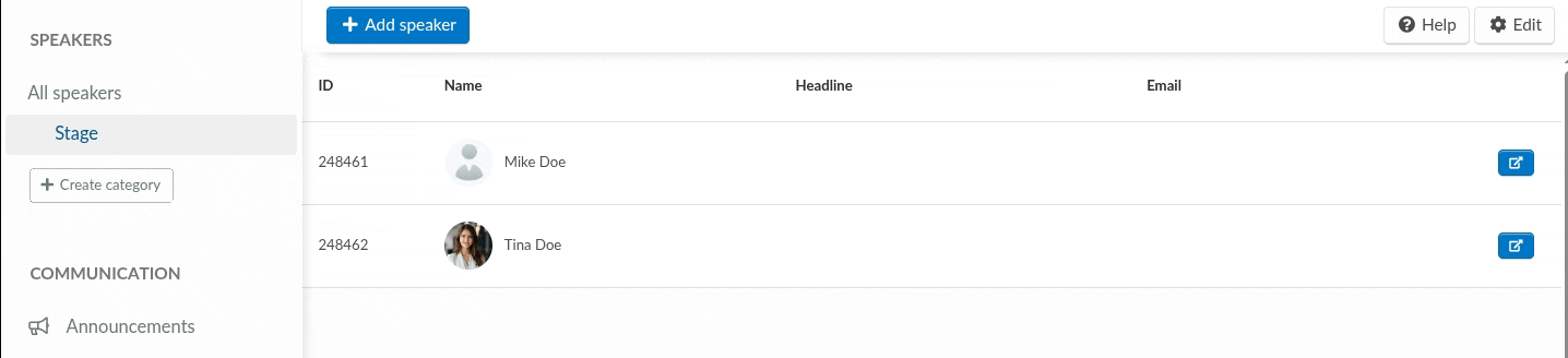 GIF showing how to delete speaker categories