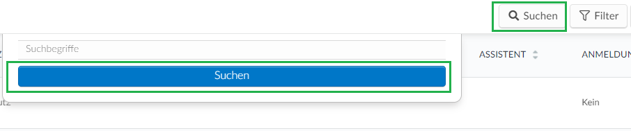Screenshot of the search button