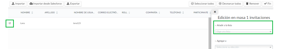 ¿Cómo mover invitados a otras listas?