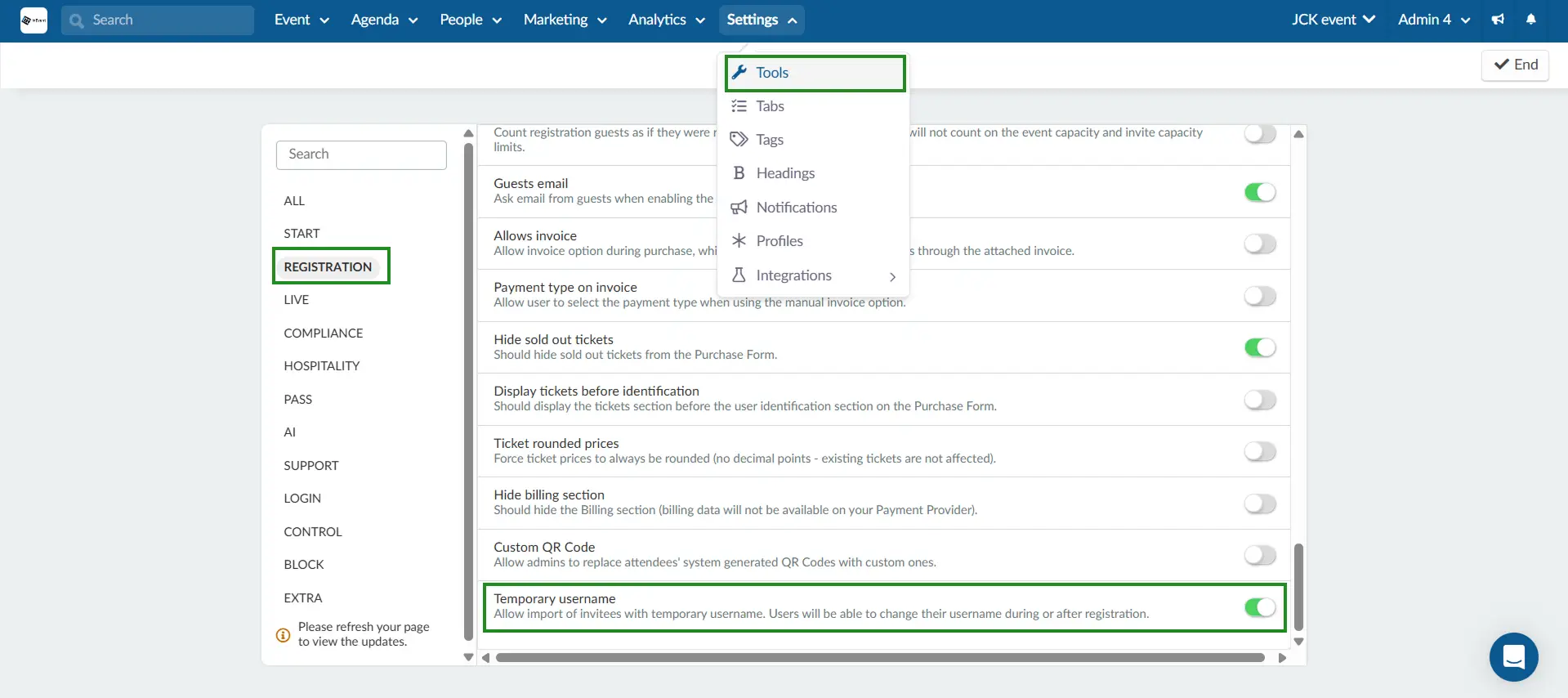 Temporary username tool