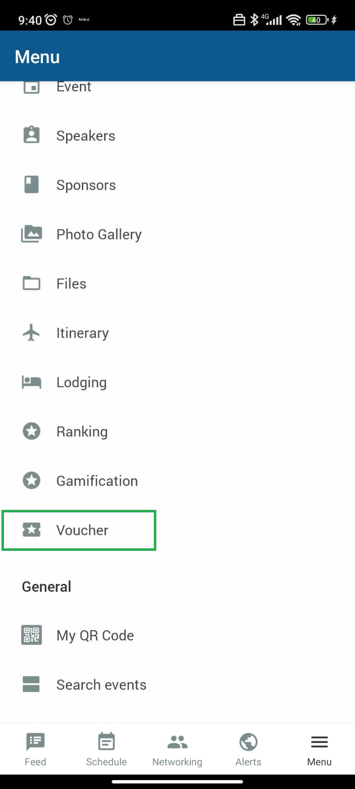 Screenshot of the voucher section on the app.