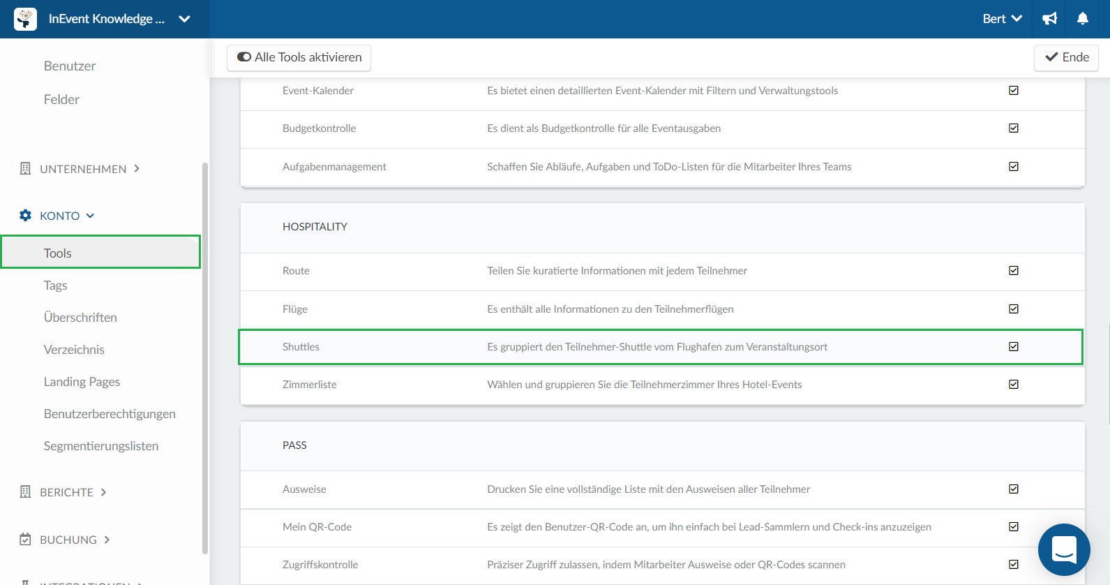 How to enable the shuttles feature in the company level