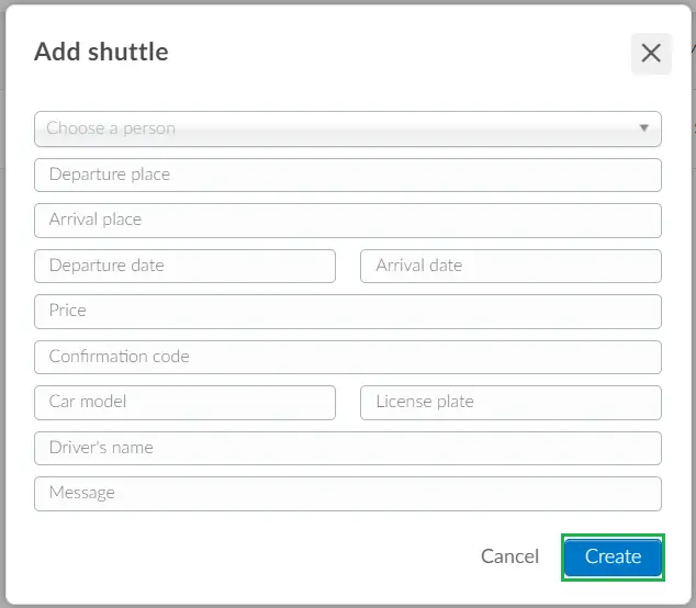 Adding shuttle information manually