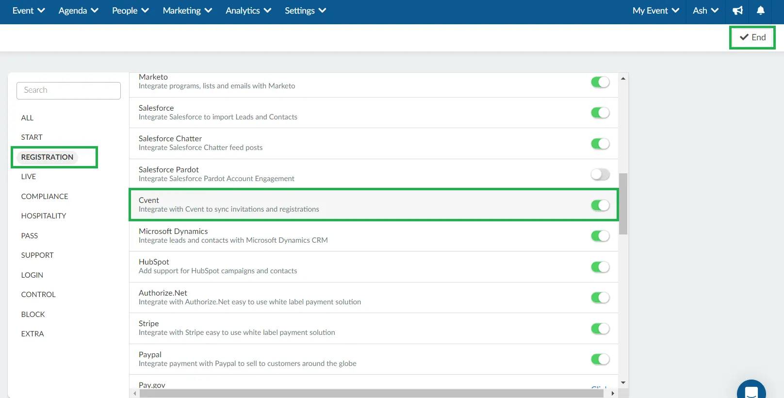 Enabling integration with Cvent