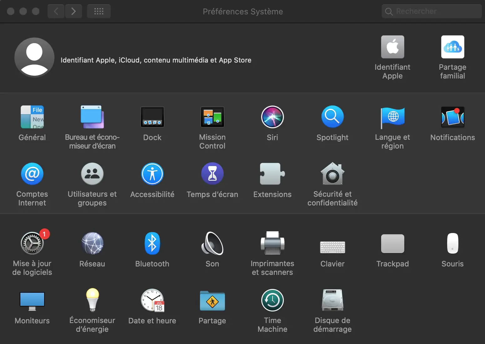 Capture d'écran des paramètres du Macintosh
