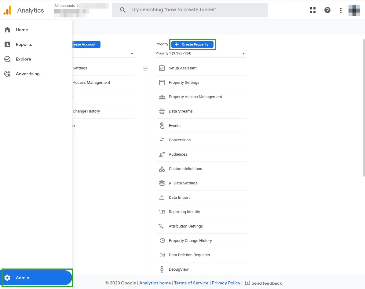 Screenshot showing the Google Analytics interface.