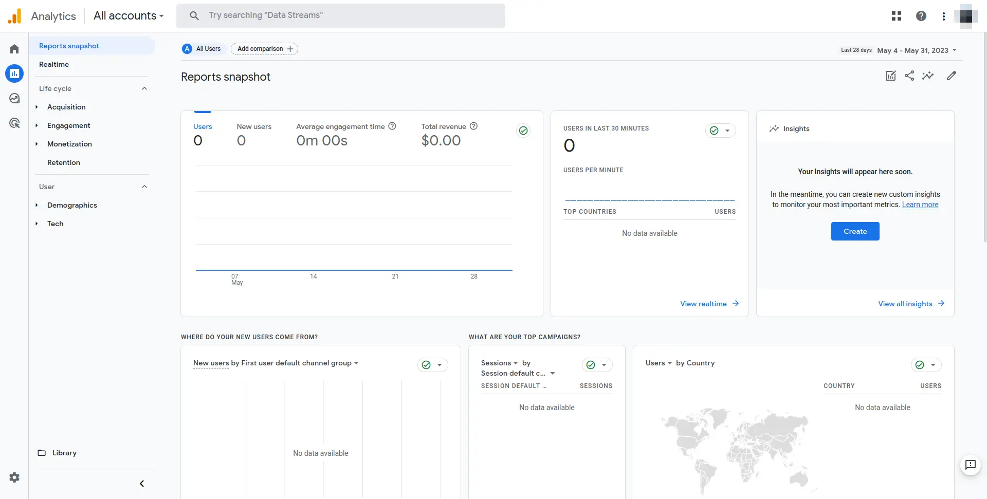 Screenshot showing the Google Analytics Reports interface.