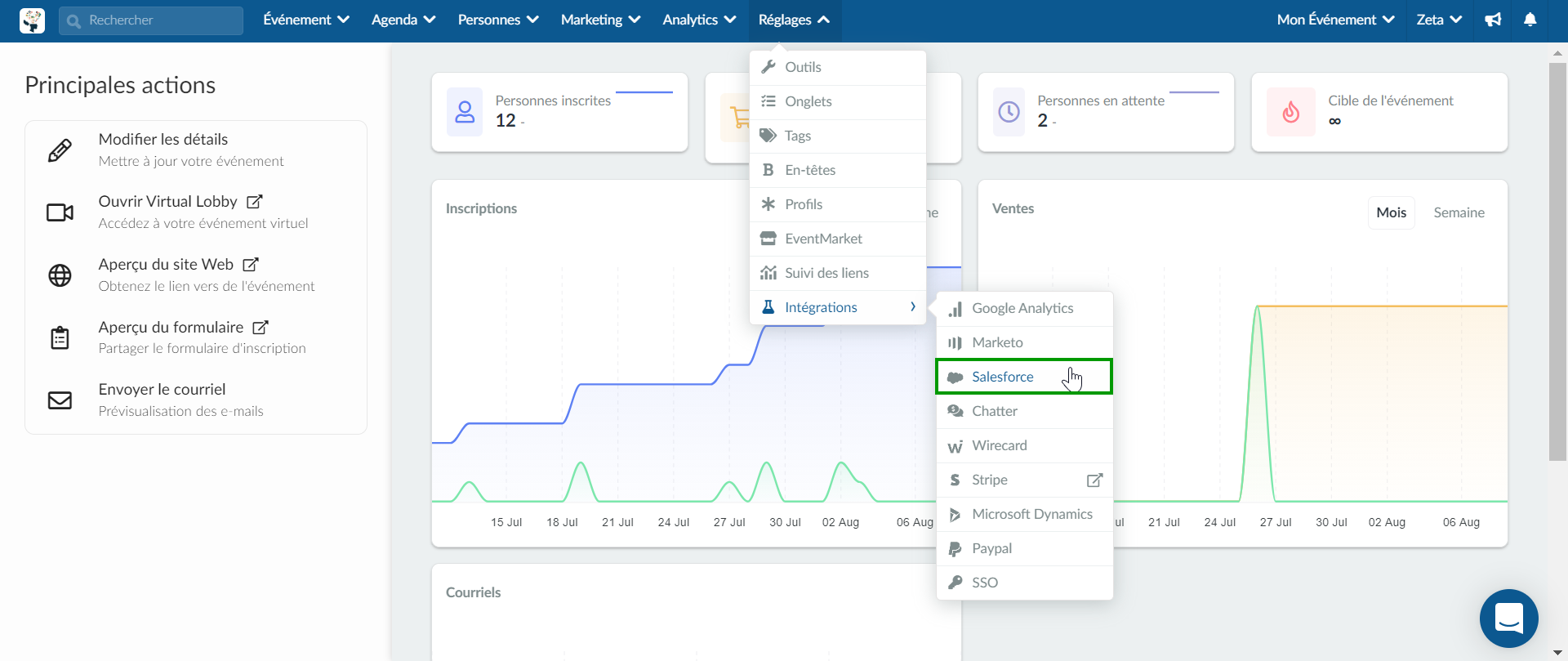 Intégrer Salesforce à InEvent au niveau de l'événement