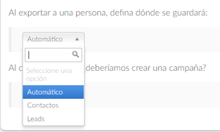 Definir dónde se guardarán las personas cuando se exporten a Salesforce