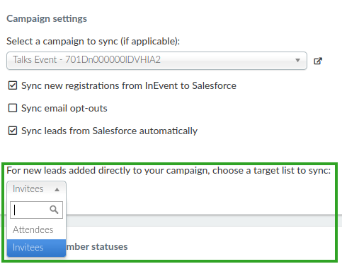 Screenshot showing Campaign settings with 'Sync leads from Salesforce automatically' enabled