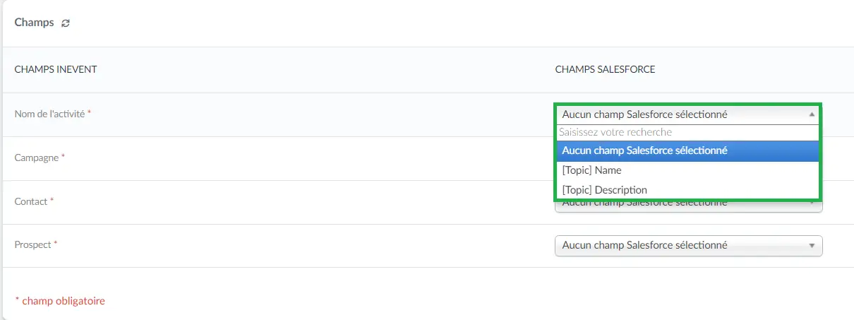 Mettez en correspondance vos champs Salesforce