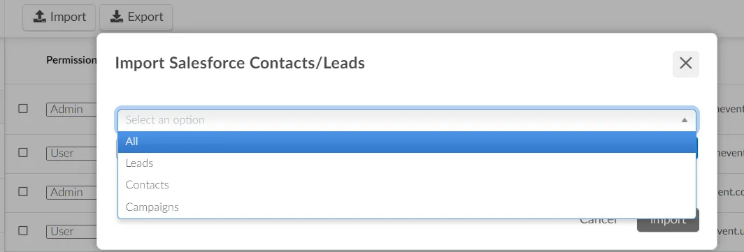 Import Salesforce contacts