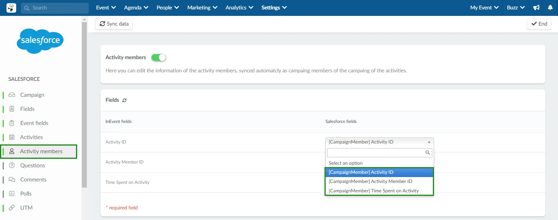 activity members fields