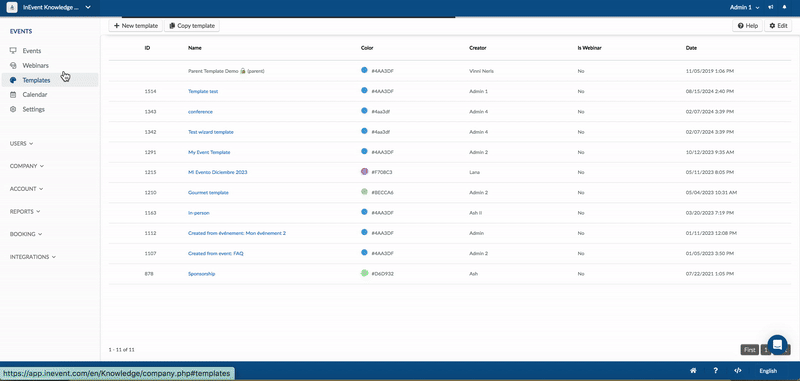 Gif showing how to create a template and customize the SF configuration in it to be saved