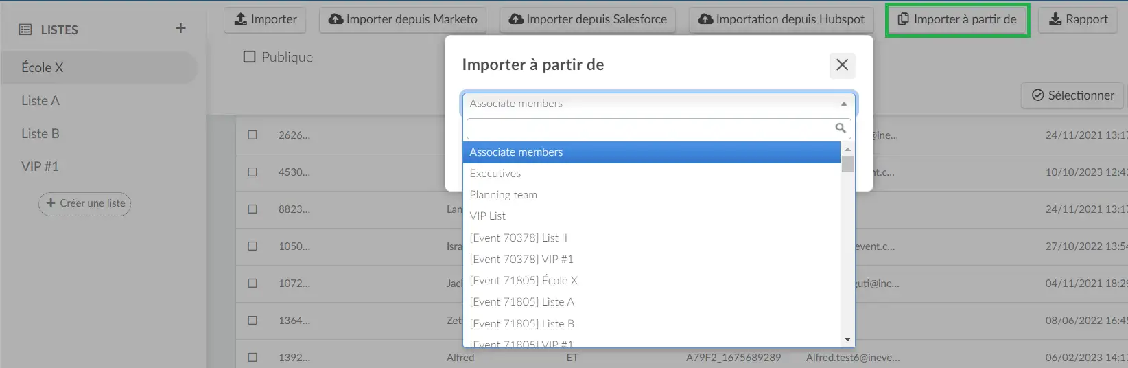 importer à partir de