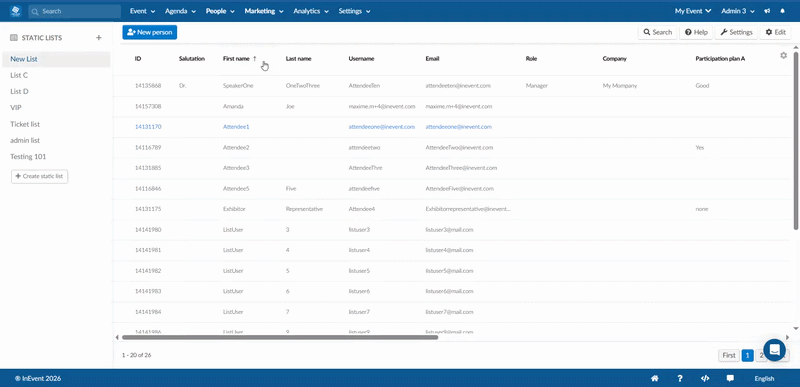 User dashboard