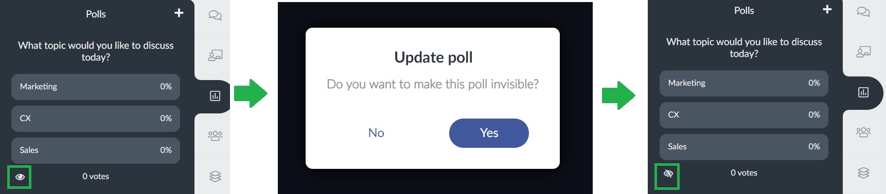 How to hide a poll in the Virtual Lobby