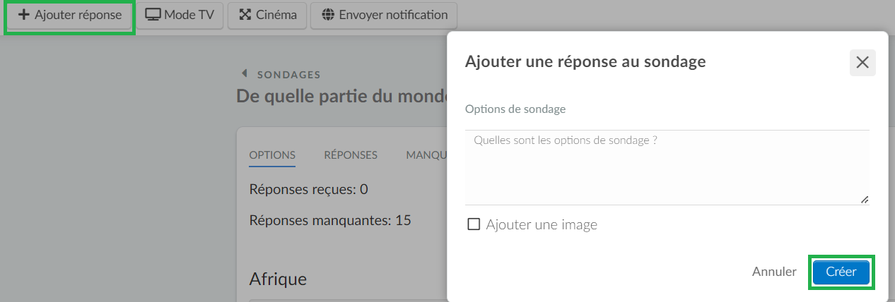 ajouter une réponse au sondage