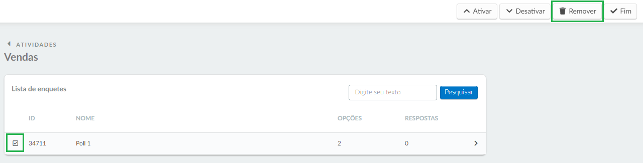 Removendo uma enquete