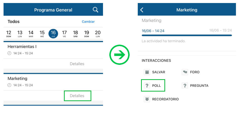 ¿Cómo respondo a una encuesta a través de la aplicación?