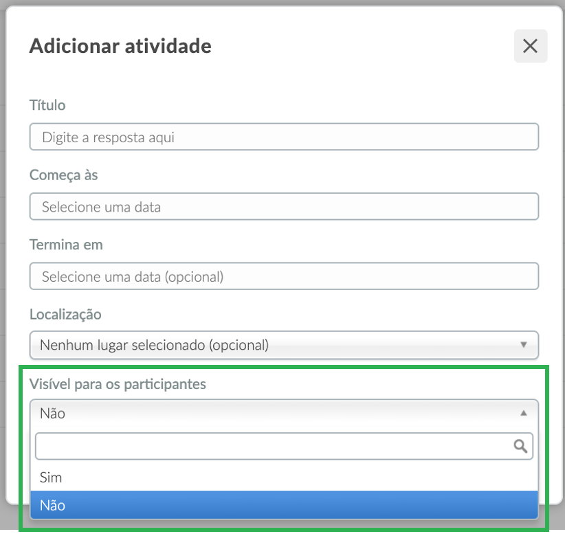 Visibilidade de uma atividade