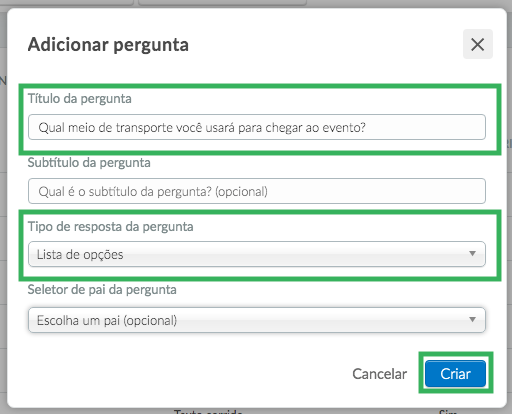 create a conditional for a question that has a list of options as the answer type