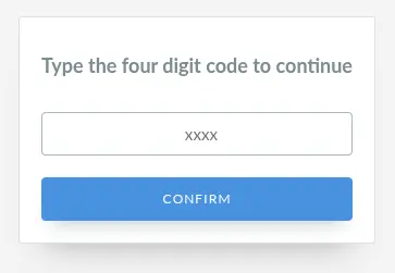 Screenshot showing the page access code prompt