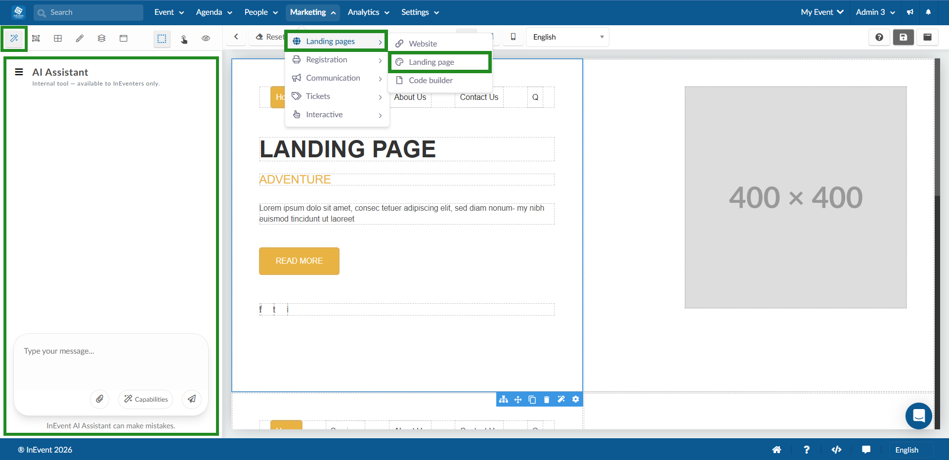 Image showing navigation to AI Assistant in the Landing page.