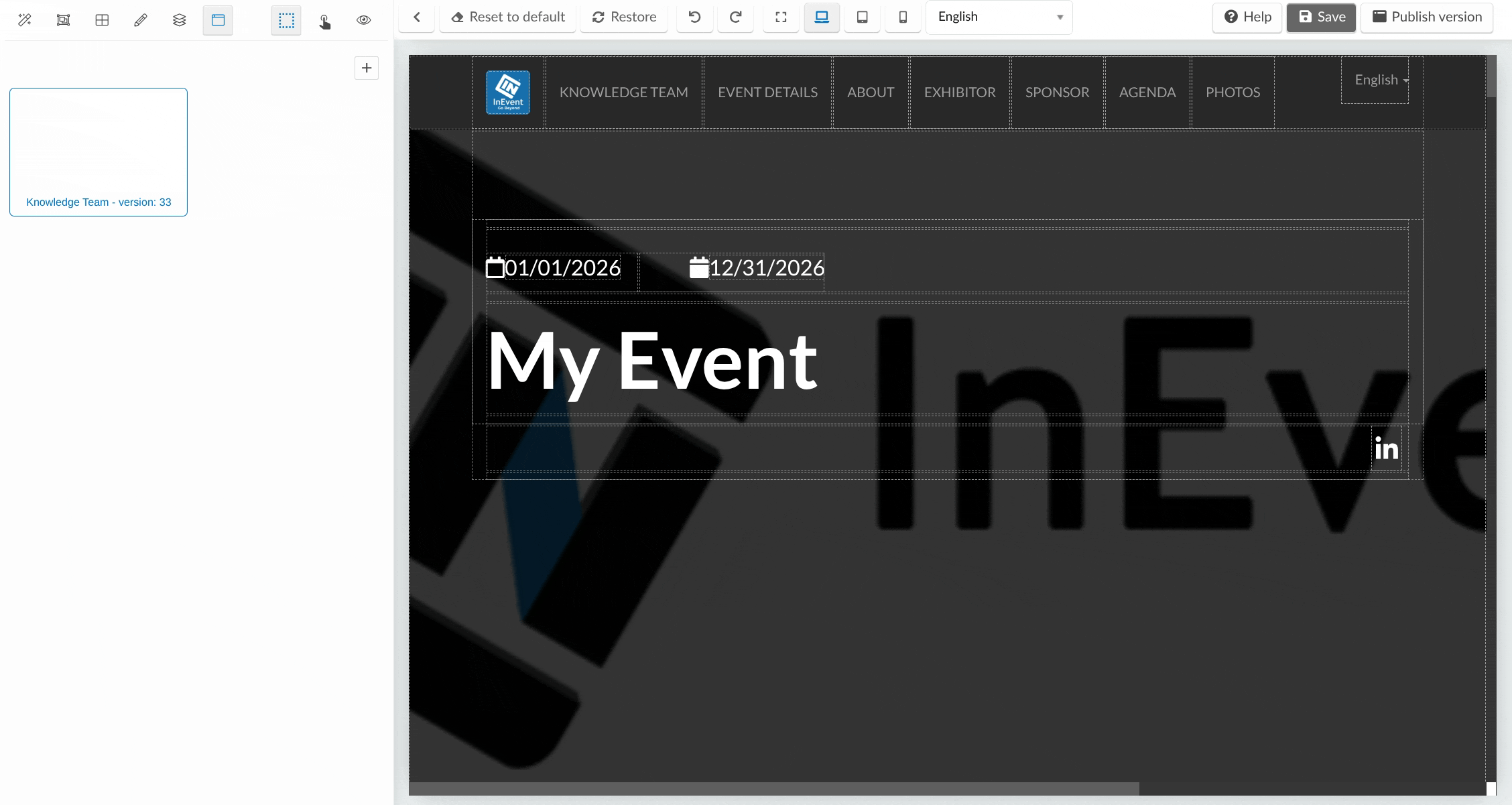 Gif showing how to create new pages in a website