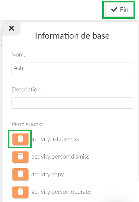 Suppression d'une autorisation dans un profil