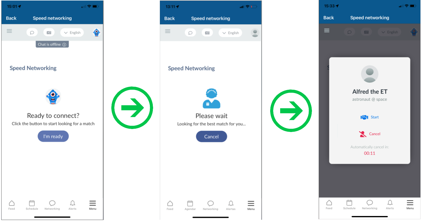 images of the app to show how to connect