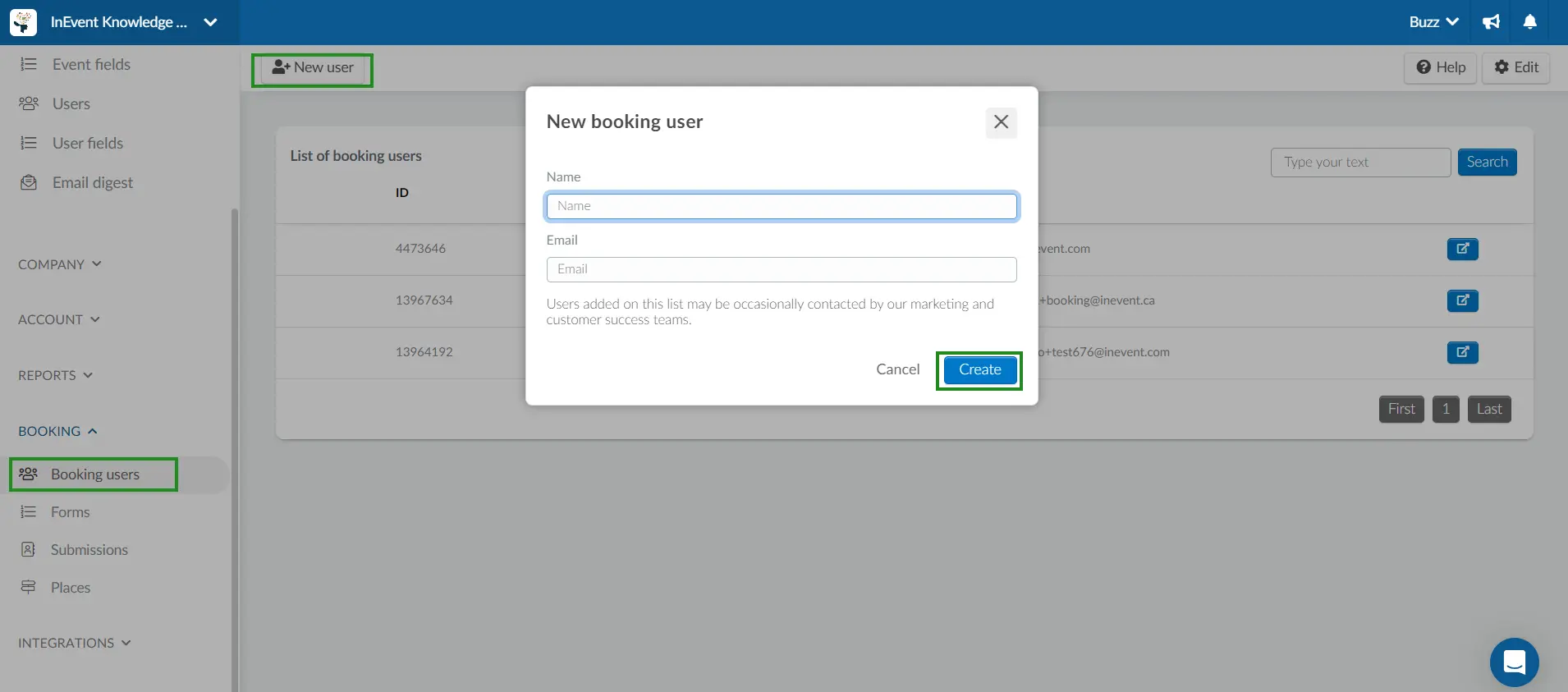 Screenshot on how to add booking users