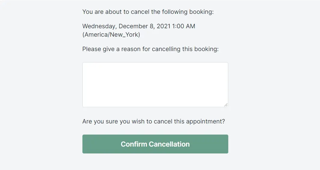 Confirm Cancellation