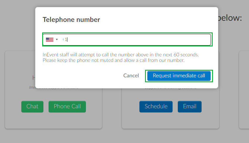 type your phone number. Then, click on Request immediate call.