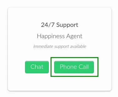 Phone call button on the Help Center