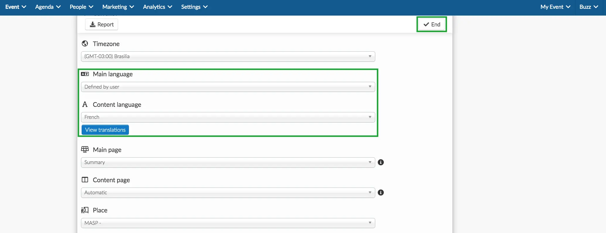 changing main language