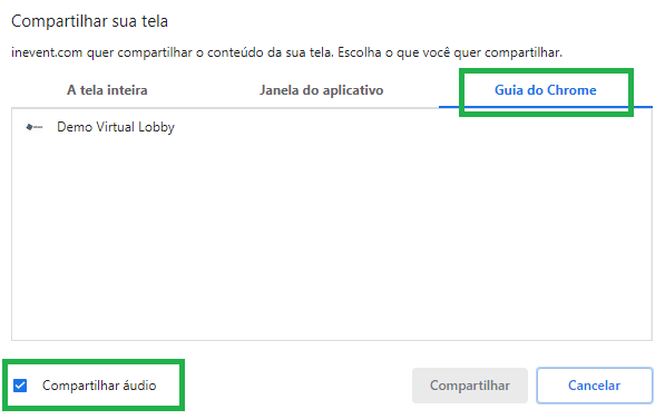 Compartilhando áudio na apresentação
