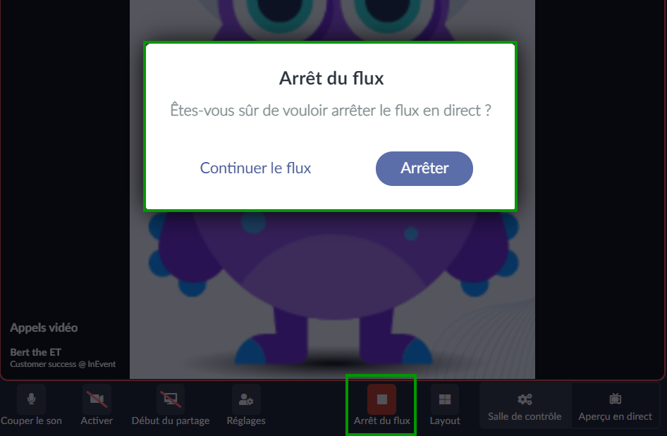 button d'arrêt du flux