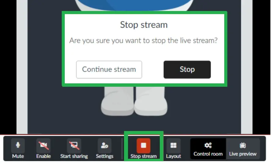 How to stop the streaming
