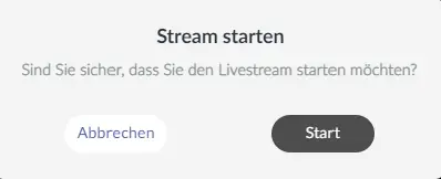 Wenn der Host bestimmt, dass der Stream startbereit ist, kann er die grüne Schaltfläche Stream starten auswählen. 