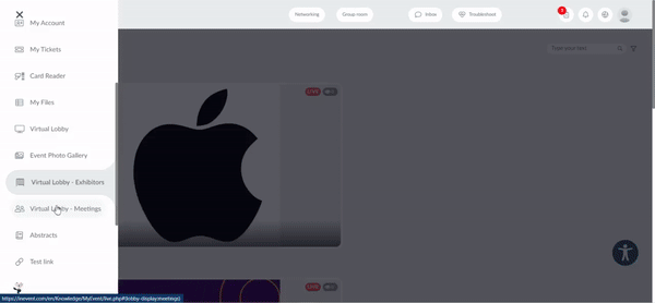 Gif showing exhibitor display in Virtual Lobby.