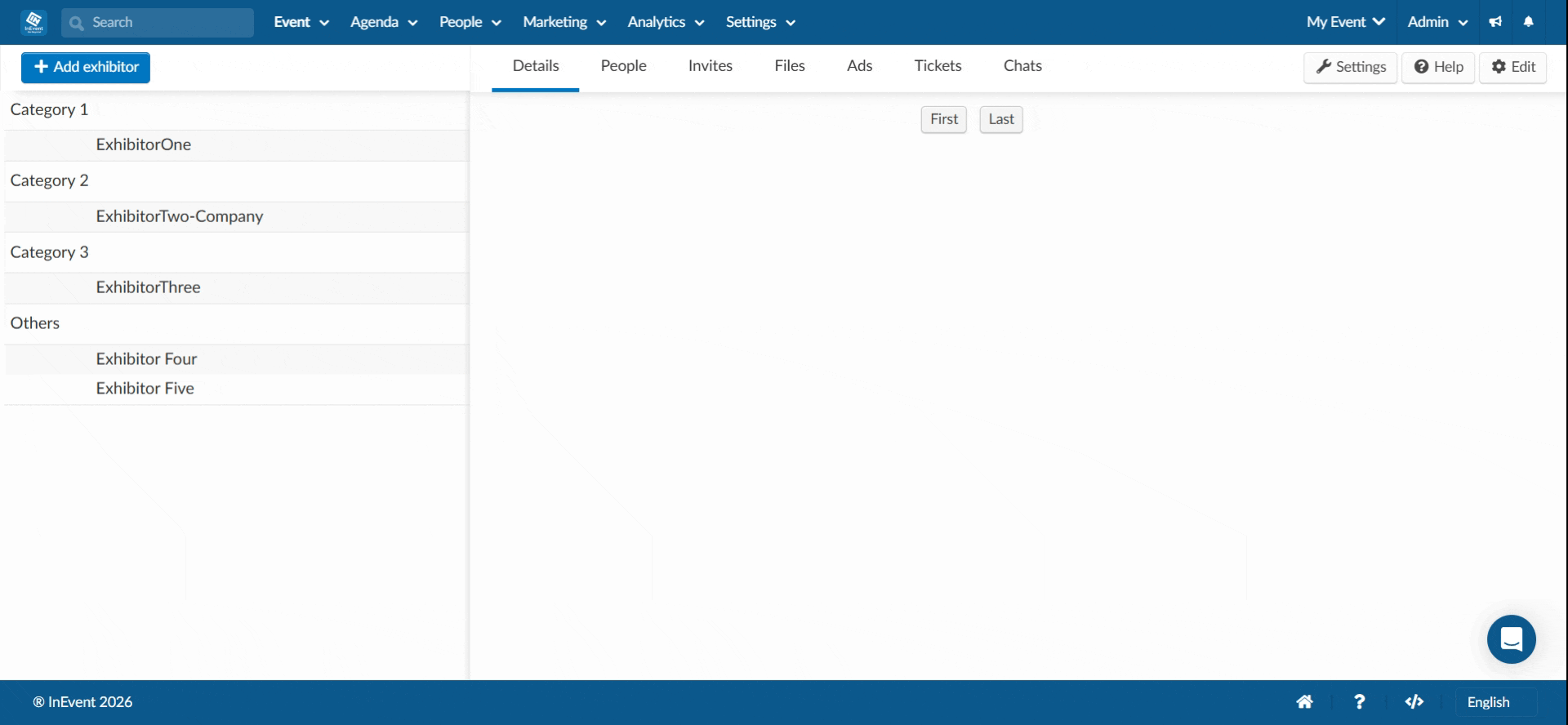 Gif showing how to create a category for Exhibitors